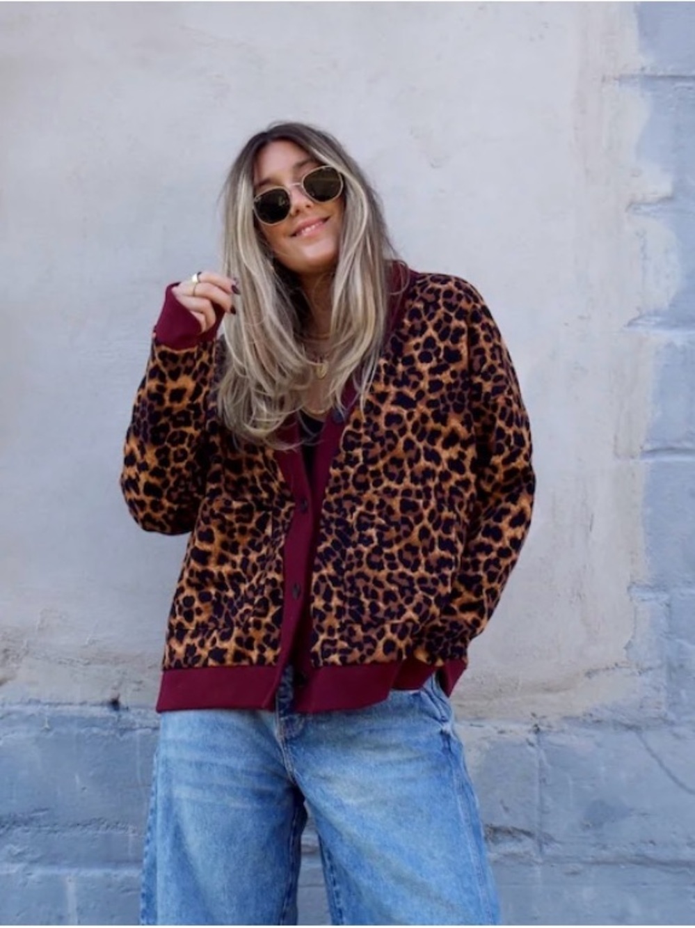 HDYWT Leopard Cardigan Sweater Jacket Loose Fit Size Small / Medium